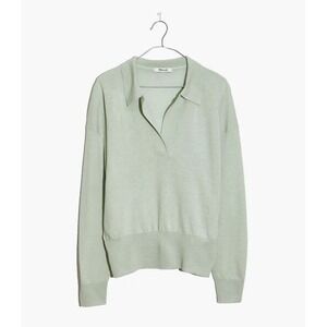 Madewell Mint Green V-Neck Collared Sweater